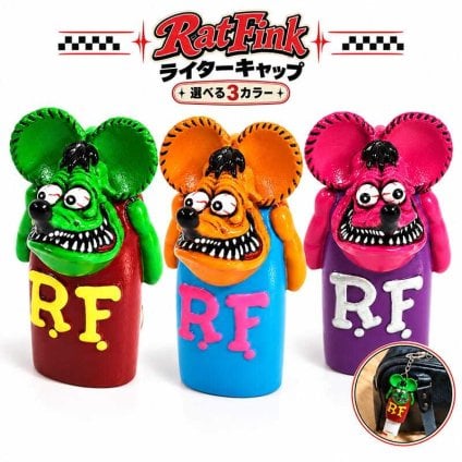 ライターキャップ ラットフィンク 選べる 3色 グリーン オレンジ ピンク おしゃれ RatFink ライターケース キーリング キーホルダー かわいい BICライター付き かっこいい 男性 メンズ プレゼント ギフト