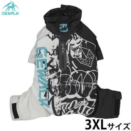 ジウォーク GEWALK タイポグラフィ ドリズル サーマル オーバーオール 犬服 3XL ホワイト