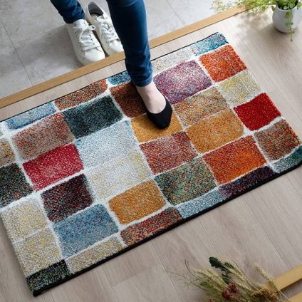 ラグ カーペット 玄関マット トルコ製 ウィルトン織り 約70×120cm 抗菌防臭 消臭機能 へたりにくい