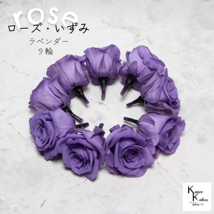 大地農園！プリザーブドフラワー 「ローズいずみ 9輪 ラベンダー」プリザ 花材 ハーバリウム おしゃれ かわいい プレゼント 贈り物　オオチノウエン バラ 薔薇 ローズ rose