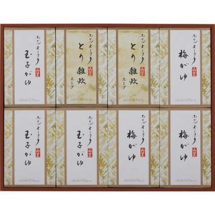 ホテルオークラ おかゆ・雑炊スープ詰合せ [26-0473-104] YS-50RI 梅がゆ 玉子がゆ とり雑炊 レトルト 和食堂 山里 コシヒカリ 内祝い お歳暮 お返し 贈り物 ギフト