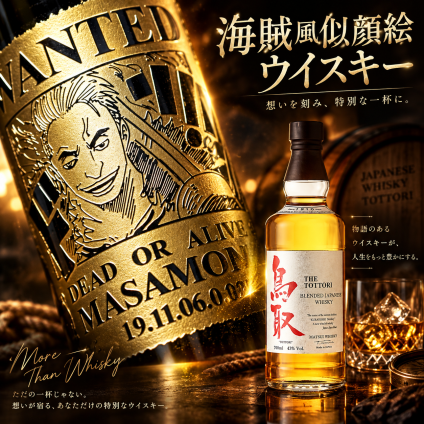 「海賊風似顔絵名入れ彫刻」【ウイスキー】マツイ 鳥取 銀ラベル ブレンデッドウイスキー 700ml　海 海賊風　漫画　アニメ　キャラクター 名入れ プレゼント ギフト 還暦祝い 彫刻 果実酒 梅酒 甘いお酒 女性 母の日  ホワイトデー 誕生日 お祝 結婚 贈り物 結婚祝い 入学祝い 卒業祝い 送別会 送別品 記念品  新築祝い 開店祝い お中元  結婚記念日 成人祝い