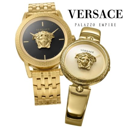 ヴェルサーチェ ペアウォッチ メンズ レディース ブラック ゴールド イエローゴールド VERSACE メデューサ グレカ スイス製 高級 ブランド カップル 夫婦 記念日 プレゼント ギフト 卒業 入学 お祝い