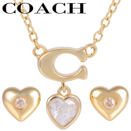 コーチ ネックレス＆ピアスのセットハート シグネチャー ペンダント 女性 レディース COACH 571285GLD110 ゴールド アクセサリー 【ラッピング無料 誕生日 お祝い プレゼント ギフト 贈り物】