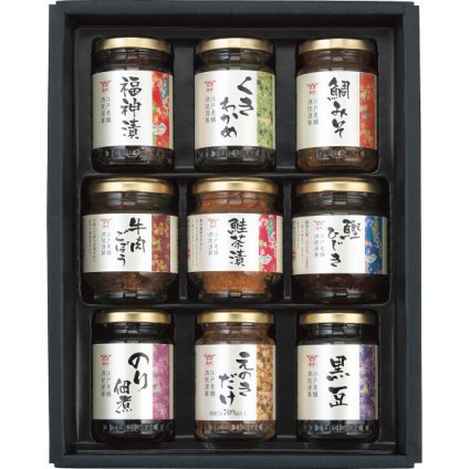 酒悦 山海探幸 [26-0459-110] KZ-35 佃煮 瓶詰 9袋 詰め合わせ 福神漬 鯛みそ 牛肉ごぼう 鮭茶漬 鰹ひじき のり佃煮 ご飯のお供 おつまみ お中元 お歳暮 ギフト 内祝い お返し 贈り物 プレゼント グルメ 常温 保存