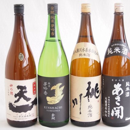 米の旨味よい日本酒4本セット(早川酒造部天一 純米酒 (三重県) 桃川 純米酒 (青森県) 金しゃち酒造金鯱 夢吟香 純米酒 (愛知県) あさ開 純米酒 (岩手県)) 1800ml×4本