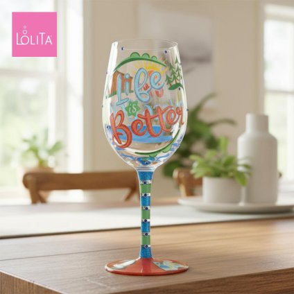 Lolita ワイングラス Life On Vacation 22.4cm すてきな休暇 | かわいい おしゃれ ポップ モダン デザイン食器 アート ロリータ･ヤンシー 正規輸入品
