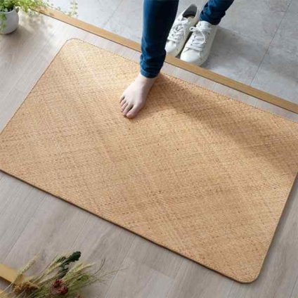 籐 敷 マット 玄関 キッチン 自然素材 アジアン ラタン ひんやり 冷感 リゾート お手入れ簡単 丈夫 耐久性 汚れにくい ハンドメイド インドネシア産 あじろ織り 約60×90cm