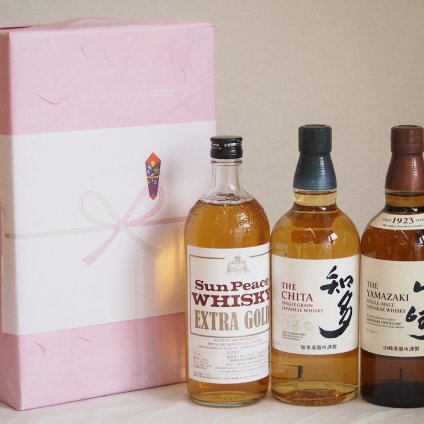 贈り物ウイスキー3本セット(サンピース エクストラ ゴールド 37度 知多 43度 山崎 43度) 720ml×1本 700ml×2本