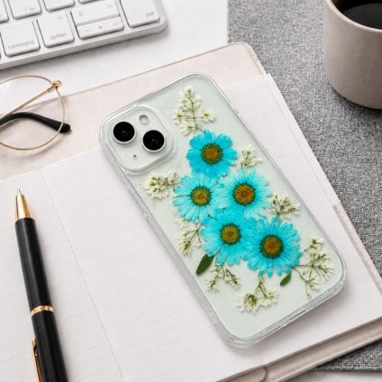 【ほぼ全機種対応スマホケース❁】押し花スマホケース NO.514（スカイブルー）（着日指定不可） 押し花＆レジン iPhone/Xperia/AQUOS/Galaxy他