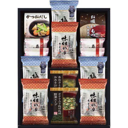 海苔食べくらべバラエティセット [26-7612-053] YU-402 有明海産味付のり 有明海産塩のり 紀州南高梅 フリーズドライ味噌汁 かつおだし 詰め合わせ セット ギフト 出産内祝い 結婚内祝い お返し 内祝い