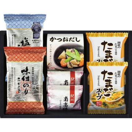 海苔食べくらべバラエティセット [26-7612-029] YU-202 有明海産味付のり 有明海産塩のり 紀州南高梅 フリーズドライたまごスープ かつおだし 詰め合わせ セット ギフト 出産内祝い 結婚内祝い お返し 内祝い