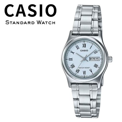 箱なし カシオ 腕時計 レディース アイスブルー 水色 ブルー シルバー ローマ数字 日付 曜日 アナログ 小さめ CASIO 海外モデル 逆輸入 女性 仕事 プレゼント ギフト 成人 卒業 入学