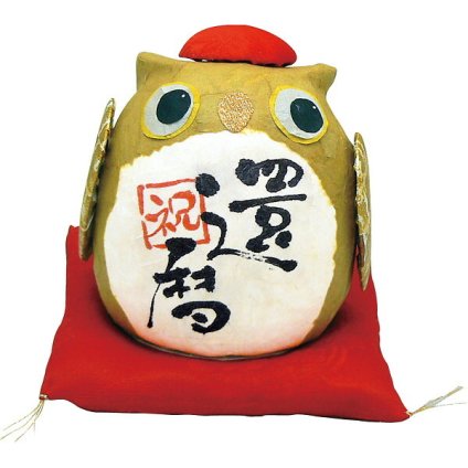 【直送】ちぎり和紙 長寿の祝いふくろう [26-0041-077] 還暦 置物 フクロウ 梟 和雑貨 縁起物 飾り物 オブジェ インテリア 長寿祝い 敬老の日 還暦祝い 60歳 赤 祖父母 ギフト プレゼント 贈り物