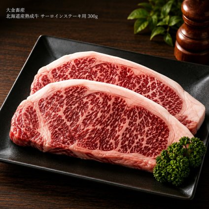 メーカー直送 大金畜産 北海道産熟成牛 サーロインステーキ用 300ｇ 26-6016-31 贈答品 自宅用 プレゼント 人気  お誕生日 きめ細やかな肉質のサーロインを熟成牛にしました。お中元 お歳暮