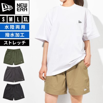 ショートパンツ ニューエラ NEWERA ハーフパンツ メンズ レディース 水陸両用 サーフパンツ 海パン 短パン 半パン ショーツ おしゃれ ブラック カーキ ベージュ グレー S M L XL 14774230 14774236 14774237 14774238 正規品 ユニセックス 男性 女性 シンプル 無地 プール