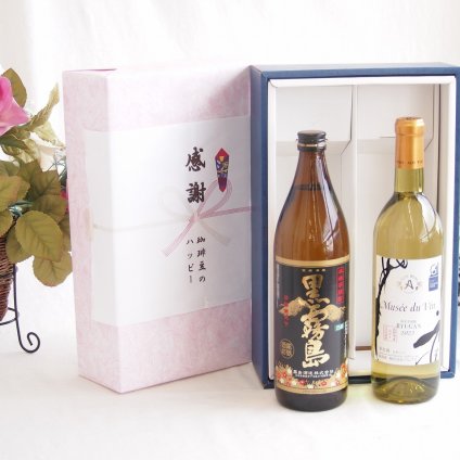 感謝の贈り物ボックス 芋本来のふくよかな甘み焼酎と国産ワインセット(ミュゼドゥヴァン 善光寺竜眼白ワインやや辛口(長野県) 720ml霧島酒造黒霧島芋焼酎(宮崎県)900ml