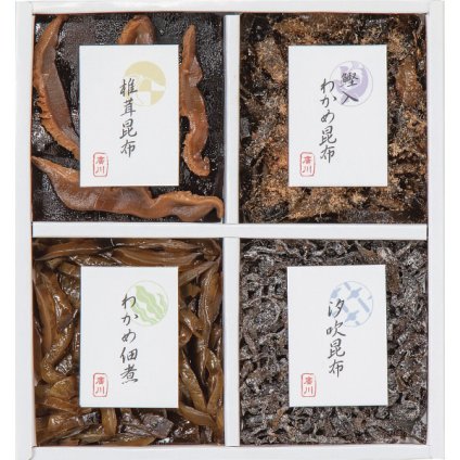 廣川昆布 御昆布 4品佃煮詰合せ [26-7617-012] 200-42 佃煮 詰め合わせ 直火釜炊き製法 椎茸昆布 汐吹昆布 大阪府知事賞受賞 鰹入わかめ昆布 和食 ご飯のお供 ギフト 出産内祝い 結婚内祝い 内祝い お返し 快気祝い 香典返し