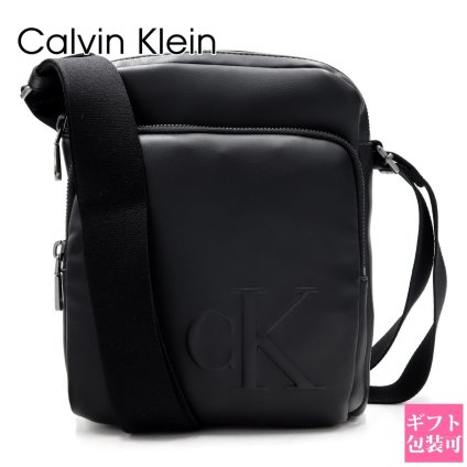 カルバンクライン ショルダーバッグ メンズ Calvin Klein BOLD CK POCKET REPORTER 斜めがけ クロスボディ ミニショルダー CKロゴ 型押し 前ポケット ブラック 黒 ポリウレタン LV04D3368G-UB1
