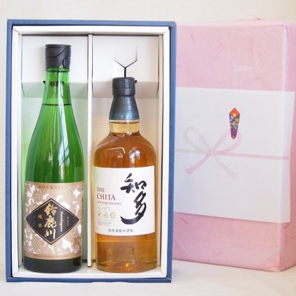 父の日贈り物 感謝贈り物ボックス 洋酒日本酒2本セット（ウイスキー知多700ml 純米酒鈴鹿川720ml）