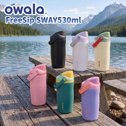 owala オワラ FreeSip Sway 530ml フリーシップ スウェイ18oz 3重ステンレス構造の保冷ボトル ストローと直飲みの特許取得の2WAY仕様 おしゃれボトル アメリカ発のおしゃれボトルが日本再上陸 ワンタッチ開閉 キャリールーフ ストロー内蔵