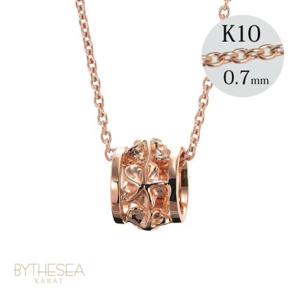 ゴールド ネックレス ハワイアンジュエリー ネックレス ピンクゴールド バレル 樽 プルメリア 透かし模様 14K K14ピンクゴールド K10 10Kあずきチェーン太0.7mm ギフトラッピング可能 彼女 妻 女性 レディース プレゼント ハロウィン 【品番：CG-GP105R】