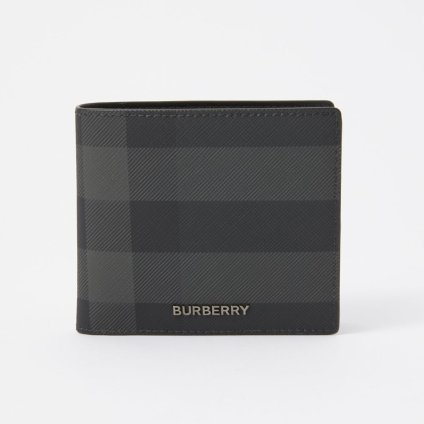 バーバリー BURBERRY 8064604 二つ折り財布 メンズ 財布 チャコールチェック バイフォールド コインウォレット ミニ財布 ロゴ 小銭入れ シンプル プレゼント お祝い 記念 コンパクト チャコール