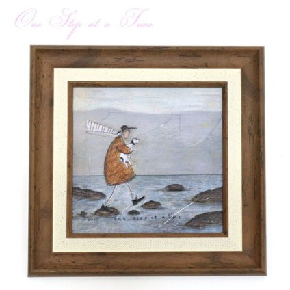ユーパワー アートフレーム サムトフト 一歩ずつ行こう st-04032 絵 絵画 海 犬