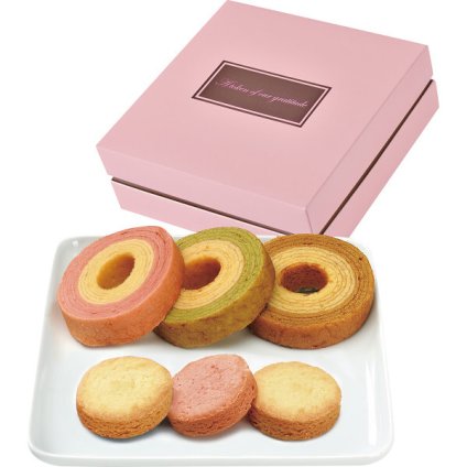 パルフェ バウム＆ガレット [26-0415-031] PAN-10C 2層バウムクーヘン キャラメル ストロベリー 抹茶 ガレット ふんわり サクッと食感 洋菓子 焼き菓子 キュートなパッケージ プチ ギフト