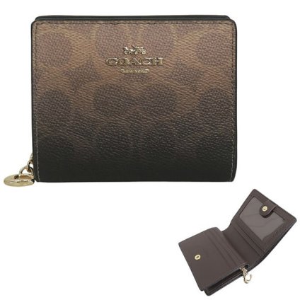 コーチ COACH 二つ折り財布 折り畳み コンパクト アウトレット PVC SNAP WLT OMBR SIG CEC36 IMBRN ブラウン