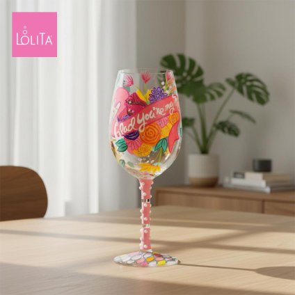 Lolita ワイングラス Glad You're My Mom 22.9cm あなたがお母さんでよかった | かわいい おしゃれ ポップ モダン デザイン食器 アート ロリータ･ヤンシー 正規輸入品