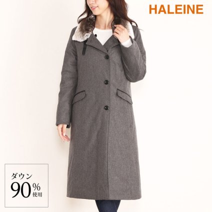 ダウンコート レディース ロング 110cm HALEINE ブランド ダウン90% ファー付き オリラグ レッキス ロング ダウン コート 暖かい アウター 30代 40代 50代 COLOMBO ギフト プレゼント 6F (08000207r)