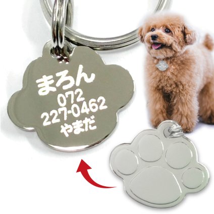 【連絡先刻印】迷子札 犬・猫 迷子防止 ドッグタグ ペットタグ【肉球型】 名前 連絡先 刻印 ドッグタグ ペットタグ ネームタグ ペットグッズ ペット用品 午前注文で即日発送、安心追跡メール便【休業日除く】