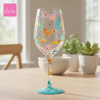 Lolita ワイングラス WOOF IT UP 23cm ‘ワン‘ ダフル・ライフ | かわいい おしゃれ ポップ モダン デザイン食器 アート ロリータ･ヤンシー 正規輸入品