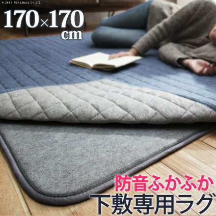 ラグ 下敷き 厚手 防音ふかふか下敷専用ラグ 〔ふかピタ〕 170×170cm (2畳用) 正方形 二畳 ふっくら カーペット ラグマット 洗える 床暖房 ホットカーペット対応 リビング 滑り止め スミノエ 新生活