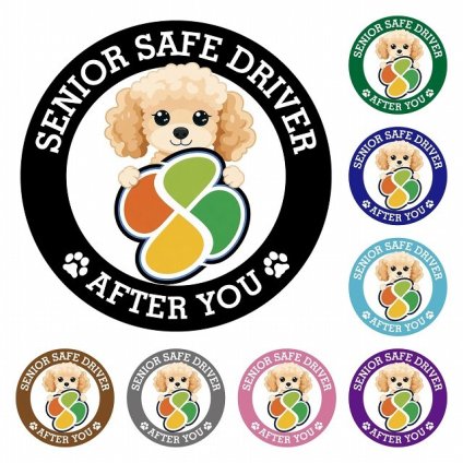 カーサイン 高齢者マーク SENIOR SAFE DRIVER コッカプー ステッカー シール 直径13cm 肉球 日本製 車