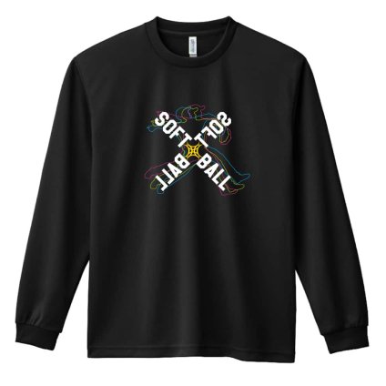 ソフトボール ロンT 長袖 Tシャツ メンズ 練習着 レディース ジュニア ウェア ドライ おもしろ tシャツ 名入れ おしゃれ キッズ 文字入れ無料 「ネオンスタイルのクロスSOFTBALL」 アートワークスコウベ 【送料無料】