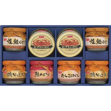 ニッスイ 紅ずわいがに缶詰 びん詰 ギフトセット [26-0474-100] BK-50D かに缶 鮭 鶏そぼろ 詰め合わせ セット 非常食 保存食 防災 ギフト 内祝い