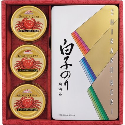 白子のり のり かに缶詰合せ [26-0464-040] SN-300 焼のり まるずわいがに缶詰 和風ギフトセット ご飯のお供 おかず 内祝い お返し 贈り物 プレゼント ギフト