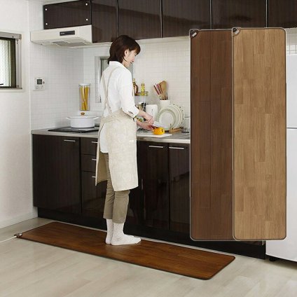 ホットキッチンマット 椙山紡織 45×180cm ホットマット パーソナルマット 電気マット 暖房マット ホットカーペット 足元暖房 長方形 暖房器具 SB-KM180 ナチュラルブラウン ダークブラウン