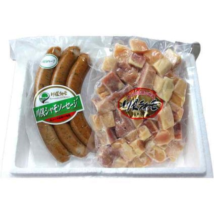川俣シャモ 詰め合わせ サイコロステーキ 300g ソーセージ 160g 福島県産 地鶏 軍鶏 鶏肉 国産 ブランド鶏 ギフト 贈り物 お取り寄せ グルメ お中元 お歳暮 父の日 内祝い 贅沢 ごちそう おつまみ 焼肉