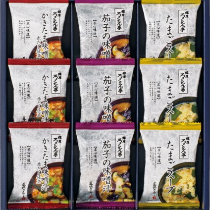 夏の贈り物お中元 道場六三郎 フリーズドライギフト ろくさん亭 かきたま味噌汁赤だし仕立･茄子の味噌汁･たまごスープ×各3
