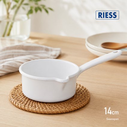RIESS リース ソースパン14cm ホワイト[ホーロー鍋 ホーロー 片手鍋 小さい鍋 ミニ鍋 ミルクパン ほうろう ほうろう鍋 おしゃれ 調理器具 キッチン用品 オーストリア製 IH対応 食洗機対応 白い鍋 かわいい 北欧風]
