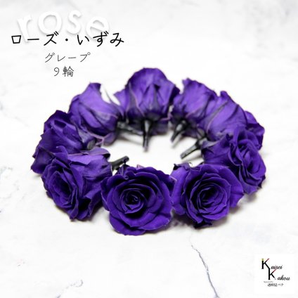大地農園！プリザーブドフラワー 「ローズいずみ 9輪 グレープ」プリザ 花材 ハーバリウム おしゃれ かわいい プレゼント 贈り物　オオチノウエン バラ 薔薇 ローズ rose
