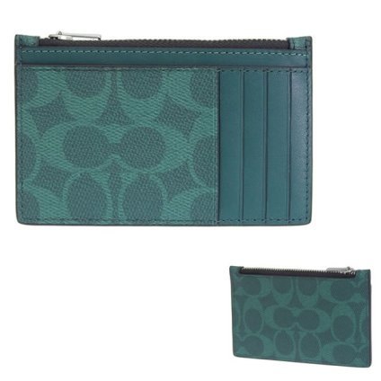 コーチ COACH カードケース コインケース 小銭入れ アウトレット PVC レザー ZIP CARD CS SIG CV764 SVE0 グリーン