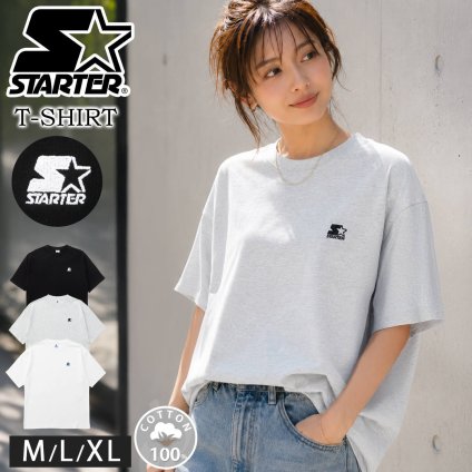 STARTER スターター Tシャツ レディース メンズ 半袖 綿100% ワンポイント ロゴ 刺繍 コットン 無地 ストリート カジュアル スポーティ 春 夏 秋 M L XL 大きいサイズ ユニセックス 2026SS karlas