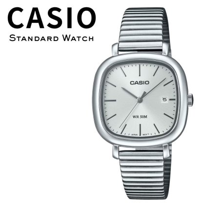 箱なし カシオ 腕時計 レディース CASIO シルバー スクエア 四角 メタル 海外モデル 逆輸入 薄型 50m防水 カレンダー 日付 シンプル レトロ 仕事 通勤 就職祝い 誕生日 母の日 プレゼント ギフト 成人 卒業 入学