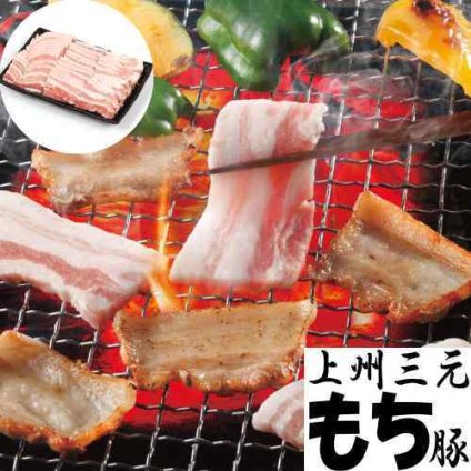群馬 上州三元もち豚 焼肉用 バラ肉 600g 冷凍 旨みあっさり きめ細やか