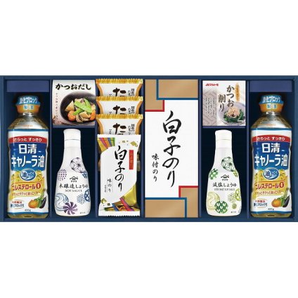ヤマサ [26-7602-066] IT-60R 鮮度しょうゆ 白子のり詰合せ 調味料 ギフト 減塩しょうゆ 日清キャノーラ油 かつおパック たまごスープ かつおだし 詰め合わせ 内祝い 出産内祝い 結婚内祝い お返し プレゼント 贈り物