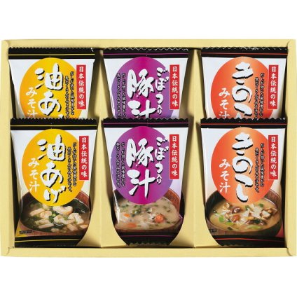 フリーズドライ お味噌汁 3種の味詰合せ [26-2922-127] KF-AE 6食 味噌汁 みそ汁 とん汁 豚汁 汁物 インスタント 即席 詰め合わせ ギフト 贈り物 内祝い お返し お祝い 出産 結婚 快気 仏事 ご挨拶 手土産 敬老の日